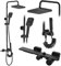 Rea Duschsystem HELIX Black Duschset Duscharmatur mit Duschkopf und Kopfbrause aus Messing Duschgarnitur für Badezimmer (Schwarz)