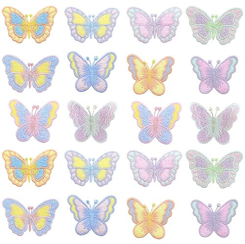 20 PCS Lace Fabric Embroidery Patches, Cute Embroidery Butterfly Fabric Lace Clothes Jackets Jeans Backpacks Hats for DIY and Craft Projects