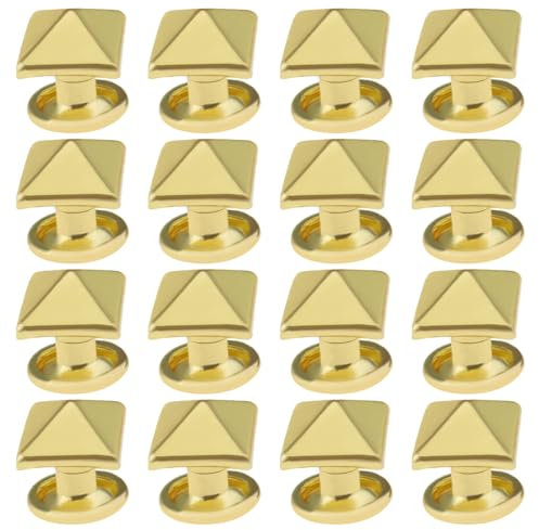 SG Store 200 Stück Pyramide Nieten Spike Quadrat Nieten Spike Schraube Handwerk Punk Neuheit Schmuck Zubehör DIY Dekoration Für Leder Kleidung Schuhe 8x8mm, gold, 8x 8mm