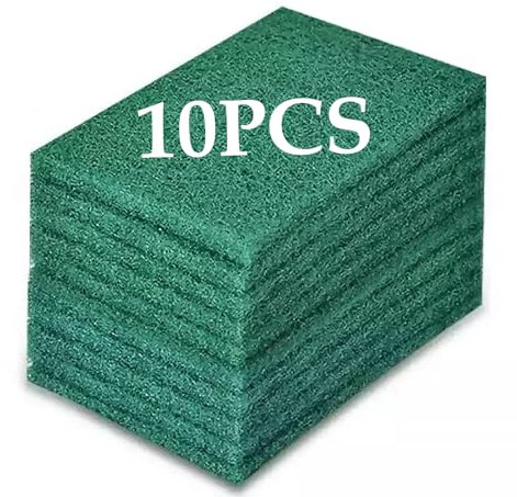 Almohadillas de esponja resistentes para fregar platos, color verde, reutilizables, para platos, fregadores de cocina y parrillas de metal, 4 x 6 x 0.3 pulgadas (10 unidades)