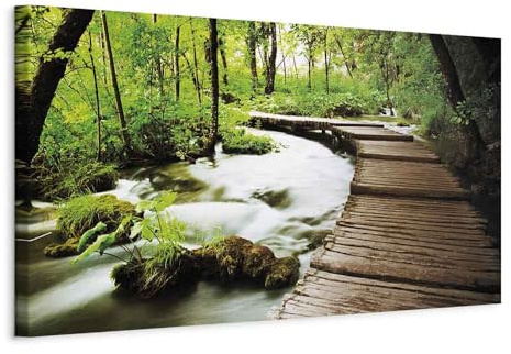 B&D XXL - Akustikbild Waldlandschaft Natur, Schallschutz, Wohnzimmer, Büro | Verbessert Raumakustik, reduziert Hall, ideal fürs Büro oder Wohnzimmer, hochwertige Verarbeitung, schnelle Montage, stilvoll