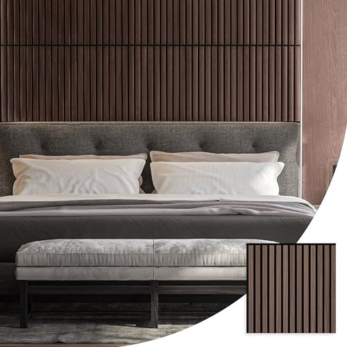 WVH Lot de 2 panneaux muraux acoustiques à lattes en chêne fumé 52 x 52 cm