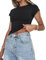 EFFAN Women Black Workout Tops Fashion Short Sleeve Compression Shirts Cute Tressy Tops Crewneck Fitted Tee L Black