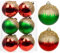 Oairse 8cm Christmas Baubles for Tree Decorations, 6 pcs Red and Green Shatterproof Baubles for Glitter Christmas Tree Balls Ornaments for Xmas, Wedding, Party Decoration