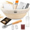 Walfos Sourdough Proofing basket, Round Banneton Proofing Basket 23cm,100% Natural Rattan, Bread Proofing Baskets Set, Included Bread Lame, Dough Scraper, Cleaning Brush & Bread Fork, Spray Bottle