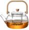 Clear Teapot, 34 Oz/1L Glass Tea Kettle Tea Pot for Stove Top, Induction Top, Clear Glass Pot with Infusers for Loose
