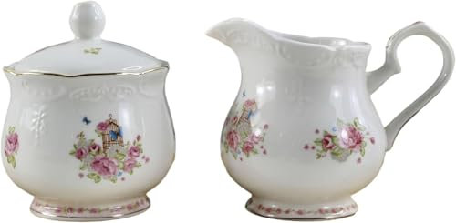 YBK Tech Ensemble pot à lait et sucrier en porcelaine renforcée pour dégustation de café, rose
