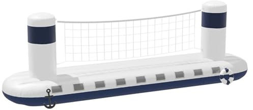 KHZKHC Ensemble Jeu Volley-Ball Gonflable pour Piscine, Jeux Piscine D'été, avec Ancre Gonflable, Anneau Gonflable, Volley-Ball Gonflable, Filet Volley-Ball, PVC Épais À Haute Élasticité