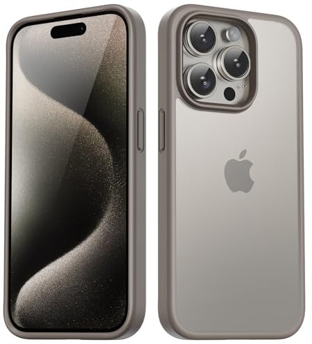 TIIXXA Matte Case for iPhone 15 Pro Max Case 6.7-Inch, Shockproof Drop Protection, Frosted Translucent Back Phone Cover, Anti-Fingerprint (Natural Titanium)