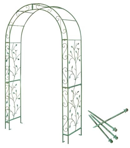WOTZOV Gartenspalier für Kletterpflanzen, Hochzeitsbogen-Rahmenständer für den Außenbereich, Metall-Pflanzenstützbogen zum Klettern von Weinreben, Gemüse, Obst, Blumen, Hof, Ra，Green-120 * 40 * 220cm
