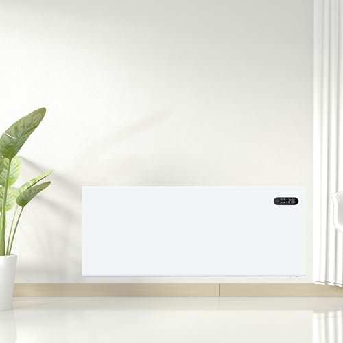 Wifi Enabled Smart Electric Panel Heaters for Home or Office - Wall Mounted with Touchscreen & Remote Control - Alexa and Google Home Compatible (1500, Watts)