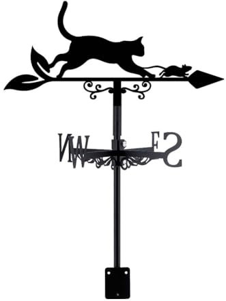 SUPERDANT Girouette de Jardin Exterieur pour Chat et Souris Girouette en Fer Noir Girouettes Art de Jardin Décoration Direction du Vent pour Toit Cour Ferme Deco Jardin Exterieur