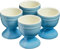 Professional Egg Cup Set of 6 |Ceramic Egg Holders Stoneware Dinnerware Set 6 x 40ml (4 Pcs Blue)