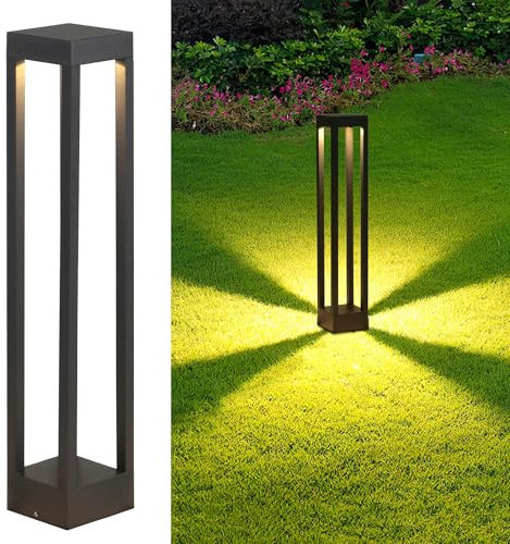 OURLOVEII 60cm Wegeleuchten Außen LED Außenlampe Stehend Schwarz IP54 Wasserdicht Garten Pollerleuchte, 3000K Standleuchte Außen, Aluminium Außenlampe Stehend, für Pfad Rasen (60cm)