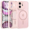 FLLAO Cover Magnetica per iPhone 11 Custodia e 2 Pellicole in Vetro Temperato, Cover iPhone 11 Compatibile con Magsafe, Traslucida Opaca Posteriore Sottile Antiurto Protettiva Case, Rosa