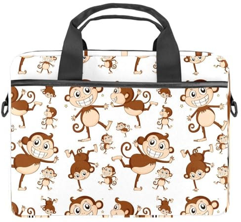 Cheeky Monkey Animal Borsa Messenger a tracolla per computer portatile da 13 13,3 14,5 pollici Laptop Tablet Protect Tote Bag Case, Multi, 11x14.5x1.2in /28x36.8x3 cm