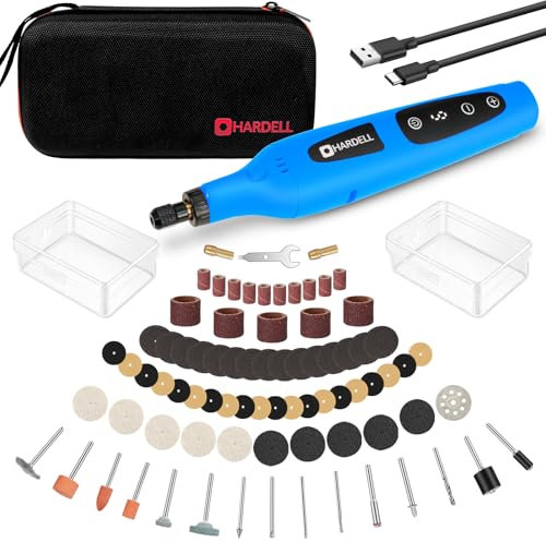 HARDELL Cordless Rotary Tool Kit 4V, 18000 RPM 6-Speed with Powerful Motor, Rotary Tool Kit with 80pcs Accessories, 2000mAh Battery for Sanding, Engraving, Grinding, Polishing, DIY