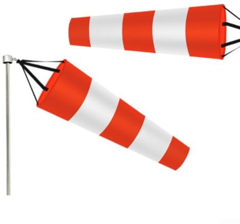 Windsack für Flughafen, leichtes Ripstop-Polyester für genaue Windrichtungserkennung, Rot und Weiß (60 cm)