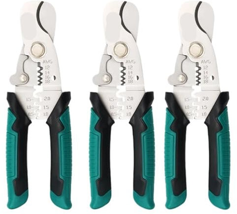 Zymjzbetic Wire Stripper 3 In 1 Wire Stripper Iron Copper Wire Cutter Cable Cutter Wire Crimping Pliers Clamper Splitting Winding Electrician Tool(3pcs)