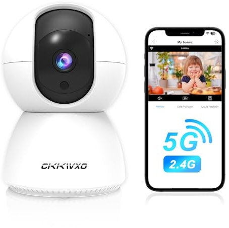CiKiKWXO 2.4/5GHz Überwachungskamera Innen WLAN mit 2K (3MP) Kamera Überwachung – Schwenk & Neigefunktion, Bewegungserkennung, Nachtsicht, Zwei-Wege-Audio mit Alexa/Google Assistant