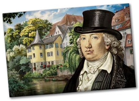 Hölderlin Tübingen Porträt Souvenir Souvenir Magnet mit Hölderlin Turm Literaturfreunde - Souvenir Magnet für Hölderlin-Fans
