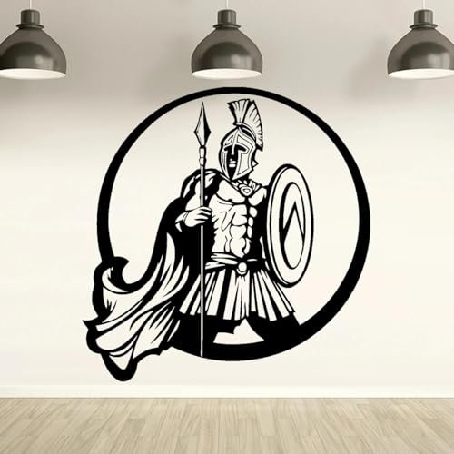 MIAOKEJIA Wandaufkleber im Vintage-Stil, antiker griechischer Krieger, spartanischer Schild, Kampfspeer, Wandaufkleber, Innendekoration, Wohnzimmer, Jugendzimmer