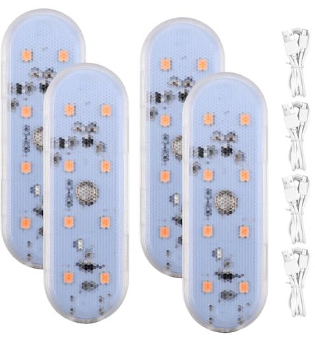 DAJASD Auto Led Innenbeleuchtung, 4 Stück Magnetische Auto Led mit 7 Farben, LED USB Wiederaufladbar Innenraumbeleuchtung, USB Wiederaufladbar Touch Licht