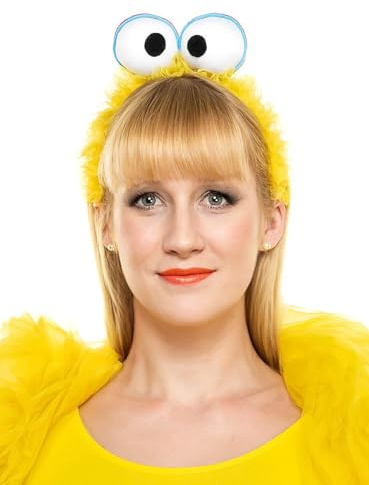 Maskworld Die Sesamstraße – Bibo Haarreif mit Kulleraugen - gelbe Kostüm-Kopfbedeckung zu Karneval & Motto-Party