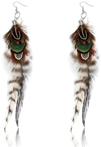 Ohrringe Feder, Ohrringe Für Frauen, Böhmische Faux Feder Ohrring, Feather Earrings, Vintage-Ohrring, Long Feather Fringe Earrings für Damen