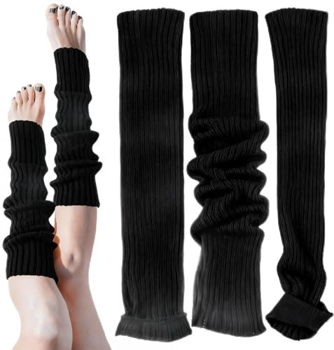 3 Paar Stulpen Damen Schwarz Gestrickte Beinstulpen Damen Warme Legwarmers | 40cm Beinwärmer Schwarze Beinstulpen Stulpen Mädchen Gilt Für Ballett Tanz Yoga Rollenspielkostüme Winter Alltagskleidung