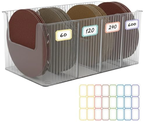 Sandpaper Holder and Storage Rack Combo Set - Pre-Assembled Design for 5-Inch Sanding Discs Storage Tools, Compact Organizer for Power Sander Accessories