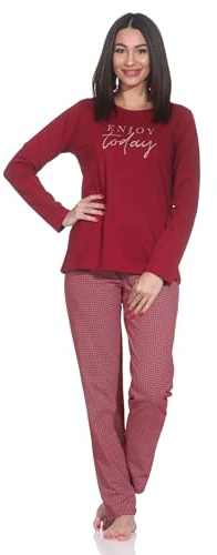 Normann Damen Langarm Schlafanzug Pyjama im eleganter Optik