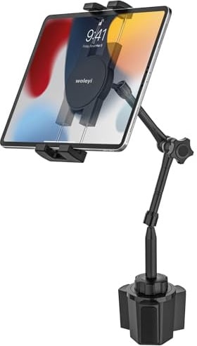 Ultra-Flexible Soporte Tablet Coche Portavasos para Móvil y Tablet 4-13 | Brazo Mágico Ajustable de Aluminio - Soporte Copa Taza Camión Vehículo para Tablets, Móvils, iPad, Galaxy Tab, Fire, iPhone