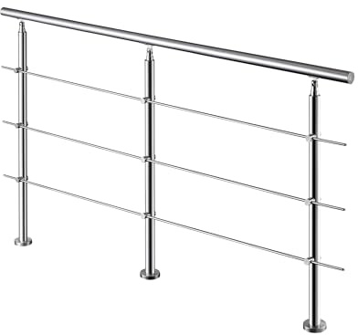 Acezanble 200x106cm Edelstahl Geländer Handlauf Treppengeländer mit 3 Querstäben für Innen- und Außenbereich