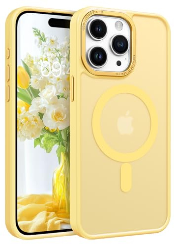 GaoBao für iPhone 15 Pro Hülle, Handyhülle iPhone 15 Pro [Kompatibel mit MagSafe] Durchscheinende Matte Magnetische Stoßfeste Anti-Fingerabdruck Schutzhülle für 6,1 Zoll Case, Gelb