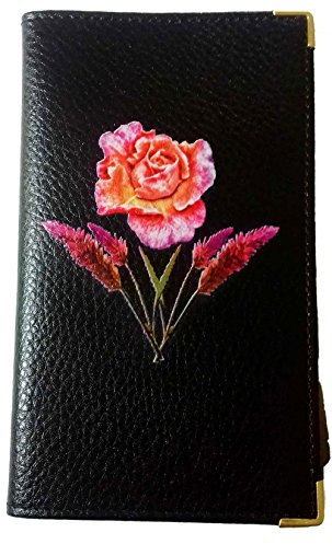 Syl'la Fantaisie Rose ble Porte Carte Grise et Papier Voiture en Cuir pour Femme Noir