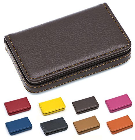 padike Business Name Card Holder Luxus PU Leder, Business Name Card Halter Wallet Kreditkarte ID Schutzhülle/Halterung für Herren und Damen – Halten Sie Ihre Visitenkarten reinigen coffee