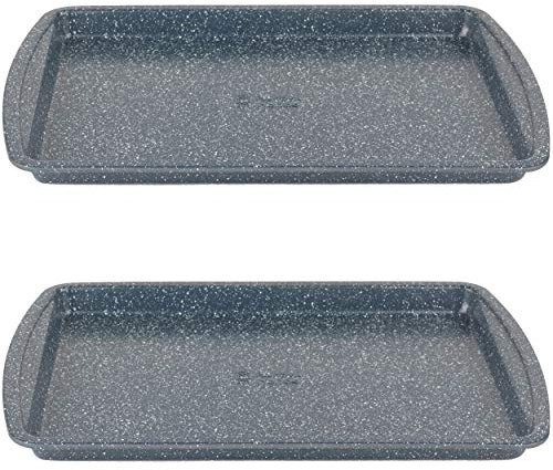 Russell Hobbs Bandeja de repostería de Piedra COMBO-5445 Nightfall, 38 cm, mármol Azul, Juego de 2, Acero al Carbono, 38 cm