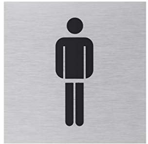 Metafranc Klebeschild Symbol: Herren – Aus Aluminium | In moderner Edelstahl-Optik – Selbstklebende Rückseite – Beschilderung – Infoschild – Gewerbekennzeichnung