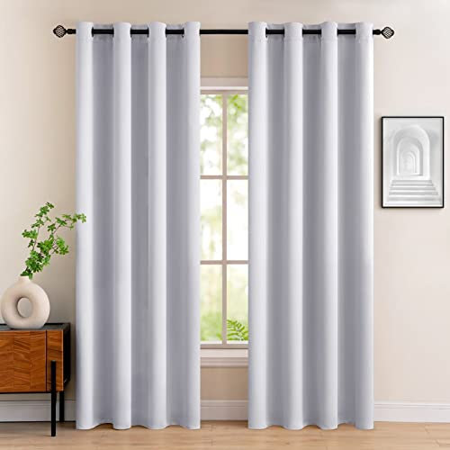 MIULEE Vorhänge Grauweiß Blickdicht mit Ösen, Schöner Weicher Verdunklungsvorhänge zum Verdunkeln von Räumen, 2er Set Gardinen Abdunkelnd Schlafzimmer Wohnzimmer Thermovorhang Kälteschutz 140X260 cm