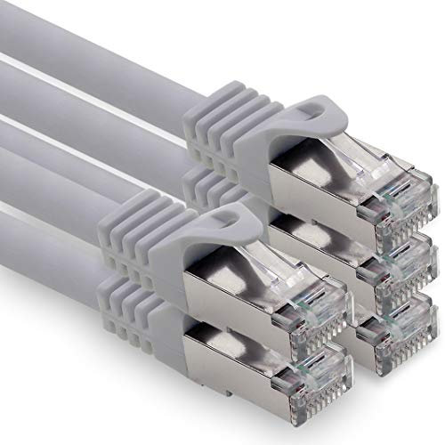 Cable de red Ethernet CAT.7 para ordenador, 5 m, 5 unidades, S-FTP LSZH PIMF, 10 GB S, RJ45, Cat6a, color gris