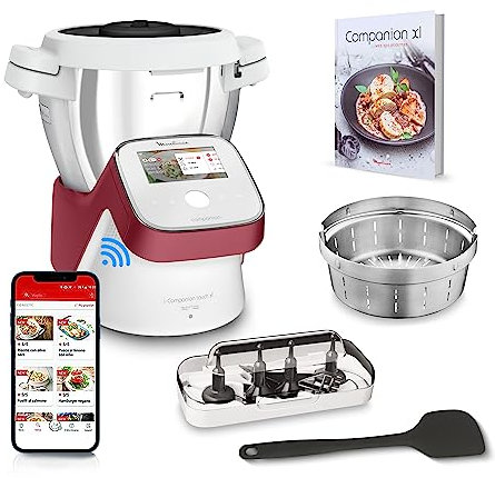 Moulinex I-Companion Touch XL HF9345 Robot de cocina de 3.5 L, acero inoxidable, 14 programas automáticos, wifi, pantalla táctil, 6 accesorios incluidos, apto lavavajillas, app libro recetas