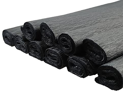 Netuno 10 rouleaux de papier crépon noir 200 x 50cm papier crêpe coloré papier de soie coloré papier crépon pour bricolage décoration DIY loisirs créatifs papier décoratif papier crépon de couleur