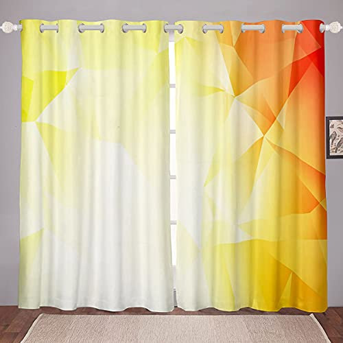 Tende geometriche per finestre per bambini triangolari geometriche per camera da letto soggiorno ragazzi ragazze adolescenti sfumato giallo beige trattamenti finestra W46*L54