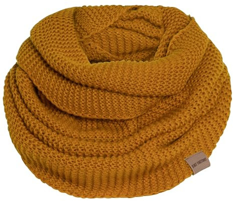 KNIT FACTORY - Jamie Loop Schal - Gestrickter Schlauchschal - Herbst & Winter Essentials - Zeitloses Mode-Accessoire - Für Damen und Herren - Strickschal mit Wolle - Hochwertige Qualität - Ocker