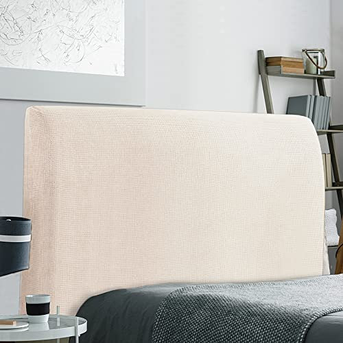 TIANSHU Stretch-Bettkopfteilbezüge Kopfteilbezug Wandschutz Dehnbare Staubdichter Bettkopfschutzbezug für Schlafzimmerdekoration (Länge 180 cm-205 cm, Beige)