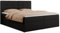 MKS MEBLE Boxspringbett 160x200 mit Bettkasten und Matratze H4, Polsterbett 160x200 mit Bettkasten, Bett 160x200 mit Stauraum und Topper - Centos - Schwarz Kunstleder