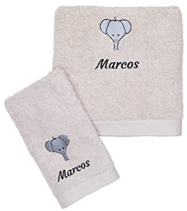 Toallas Bordadas Personalizadas con Animales (Personaliza Nombre,Tipo de Letra, Animal y Color).Toallas para guarderia-Regalo Personalizado (Toalla Camel)