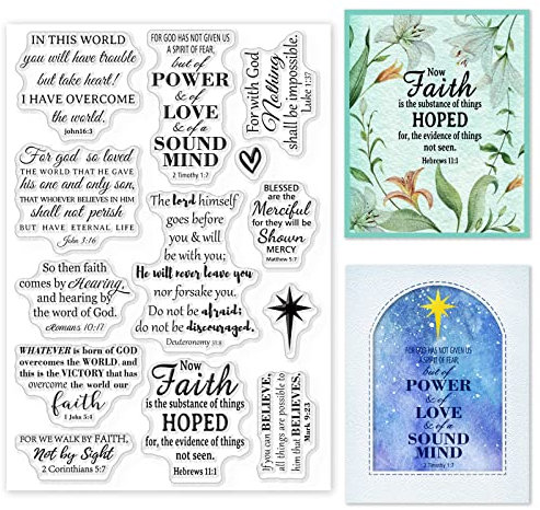 GLOBLELAND Christliche Klare Stempel für Kartenherstellung Dekorative Inspirierende Wörter Ostern Transparente Silikonstempel für DIY Scrapbooking