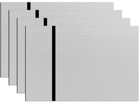 Juego de 4 placas de repuesto de plexiglás transparente, placa de grabado láser bicolor para carteles, manualidades, exhibición de proyectos (parte inferior de plata cepillada con talla negra)